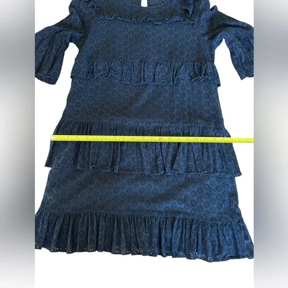 MADEWELL | Black Eyelet Waterlily Ruffle Round Neck
Tiered Mini Dress Size 6 - Picture 4 of 13